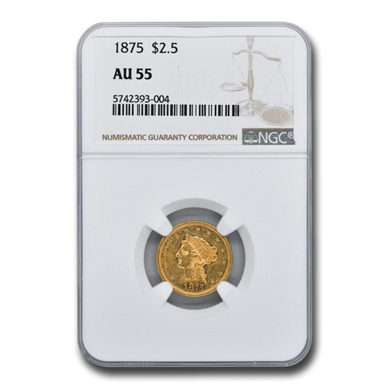 1875 $2.50 Liberty Gold Quarter Eagle AU-55 NGC