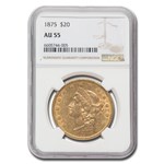 1875 $20 Liberty Gold Double Eagle AU-55 NGC