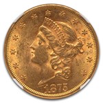 1875 $20 Liberty Gold Double Eagle AU-58 NGC