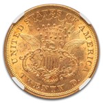 1875 $20 Liberty Gold Double Eagle AU-58 NGC