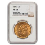 1875 $20 Liberty Gold Double Eagle AU-58 NGC