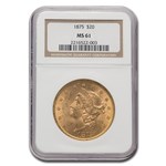 1875 $20 Liberty Gold Double Eagle MS-61 NGC