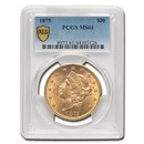 1875 $20 Liberty Gold Double Eagle MS-61 PCGS