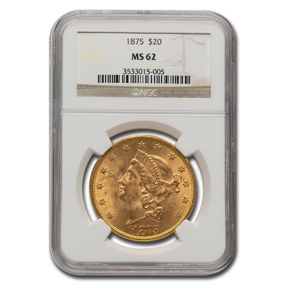 1875 $20 Liberty Gold Double Eagle MS-62 NGC 1875 $20 Liberty Gold Double Eagle MS-62 NGC