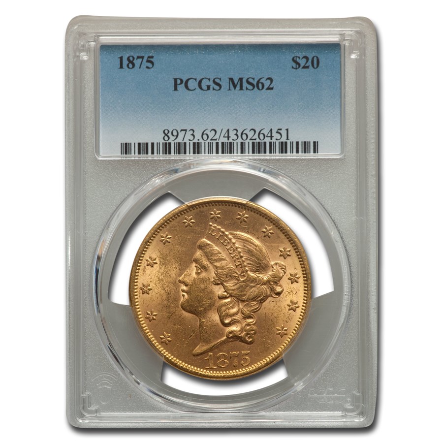 1875 $20 Liberty Gold Double Eagle MS-62 PCGS
