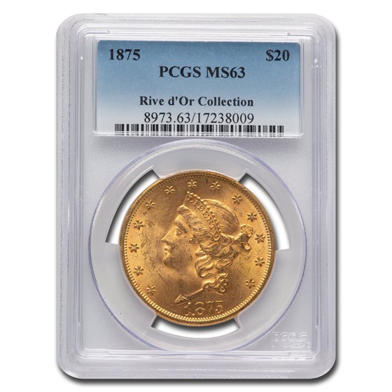 1875 $20 Liberty Gold Double Eagle MS-63 PCGS 1875 $20 Liberty Gold Double Eagle MS-63 PCGS