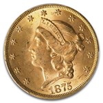 1875 $20 Liberty Gold Double Eagle MS-64 PCGS
