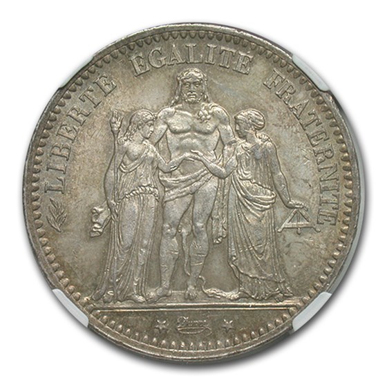 1875-A France Silver 5 Francs MS-64 NGC (Large A) 1875-A France Silver 5 Francs MS-64 NGC (Large A)