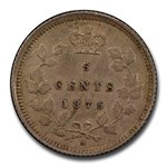 1875 Canada Silver 5 Cents Victoria AU-50 PCGS