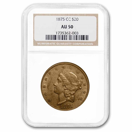 1875-CC $20 Liberty Gold Double Eagle AU-50 NGC 1875-CC $20 Liberty Gold Double Eagle AU-50 NGC