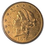 1875-CC $20 Liberty Gold Double Eagle AU-50 PCGS CAC