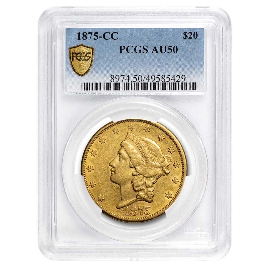 1875-CC $20 Liberty Gold Double Eagle AU-50 PCGS