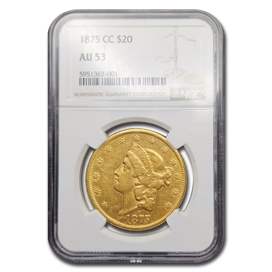 1875-CC $20 Liberty Gold Double Eagle AU-53 NGC 1875-CC $20 Liberty Gold Double Eagle AU-53 NGC