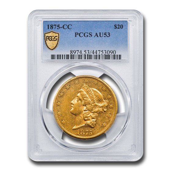 1875-CC $20 Liberty Gold Double Eagle AU-53 PCGS