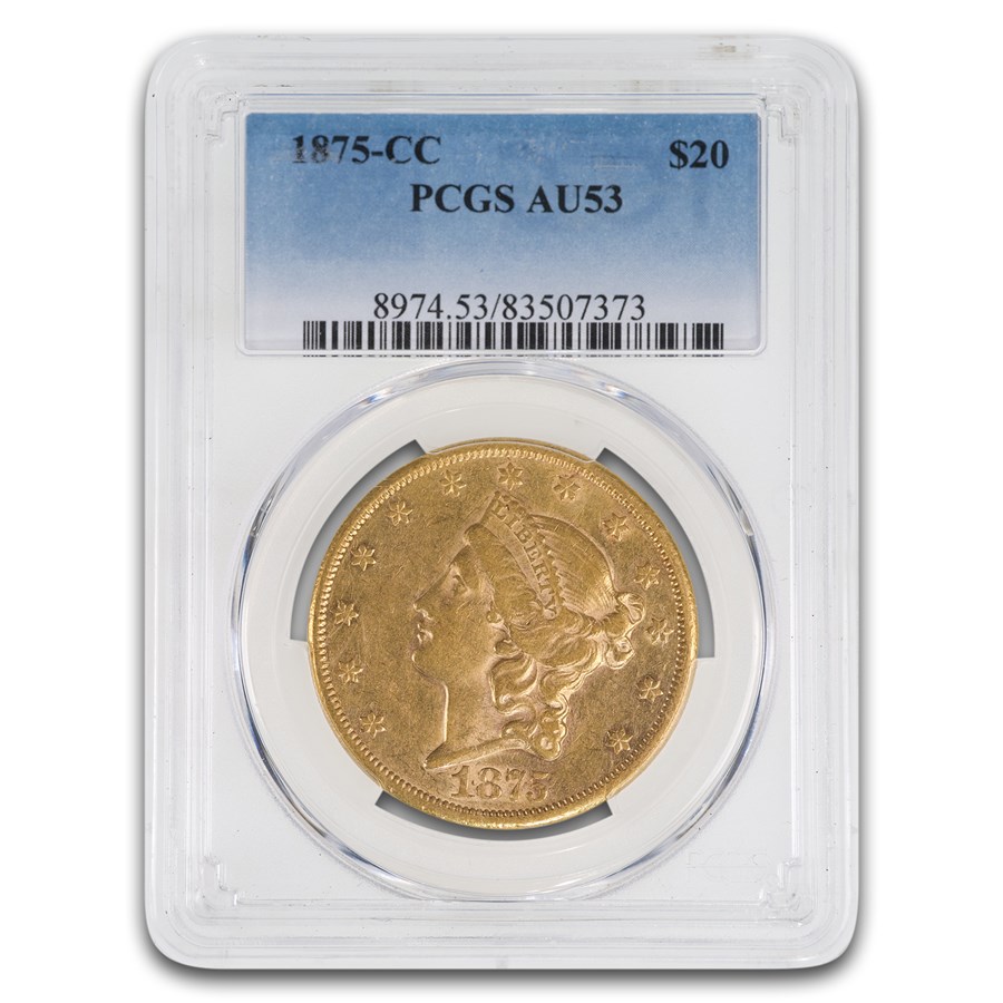 1875-CC $20 Liberty Gold Double Eagle AU-53 PCGS