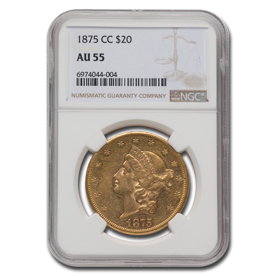 1875-CC $20 Liberty Gold Double Eagle AU-55 NGC