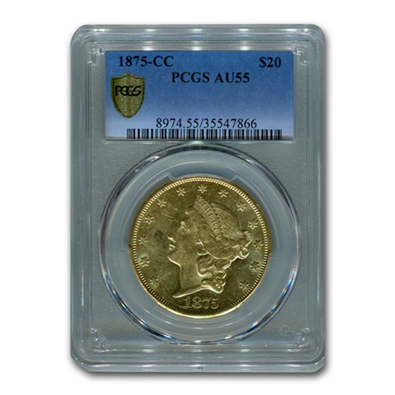1875-CC $20 Liberty Gold Double Eagle AU-55 PCGS 1875-CC $20 Liberty Gold Double Eagle AU-55 PCGS