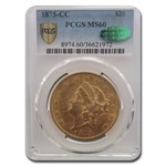 1875-CC $20 Liberty Gold Double Eagle MS-60 PCGS CAC