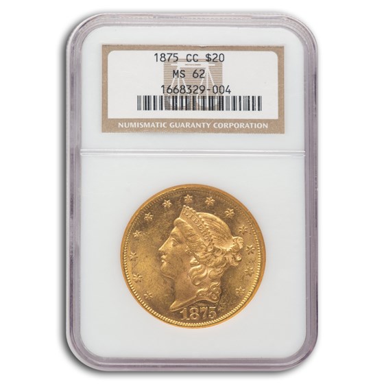 1875-CC $20 Liberty Gold Double Eagle MS-62 NGC 1875-CC $20 Liberty Gold Double Eagle MS-62 NGC