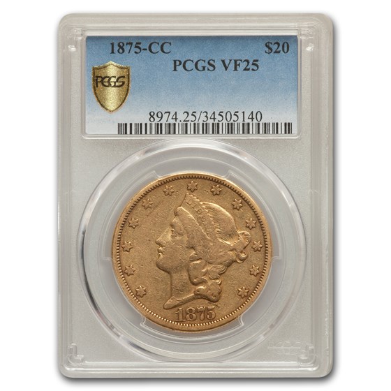 1875-CC $20 Liberty Gold Double Eagle VF-25 PCGS 1875-CC $20 Liberty Gold Double Eagle VF-25 PCGS