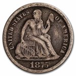 1875-CC Liberty Seated Dime CC Below Bow VF