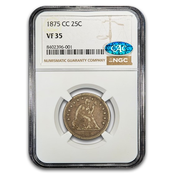 Buy 1875-CC Liberty Seated Quarter VF-35 NGC CAC | APMEX