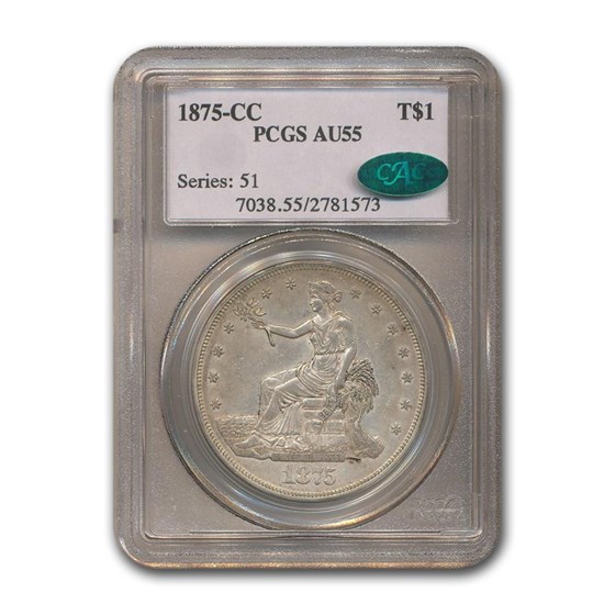 1875-CC Trade Dollar AU-55 PCGS CAC 1875-CC Trade Dollar AU-55 PCGS CAC