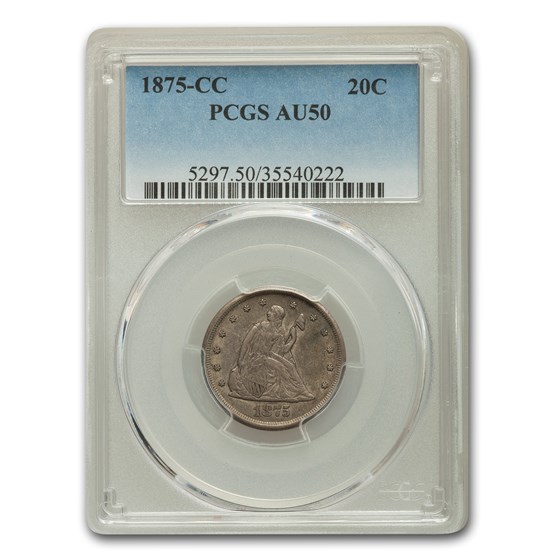 1875-CC Twenty Cent Piece AU-50 PCGS 1875-CC Twenty Cent Piece AU-50 PCGS
