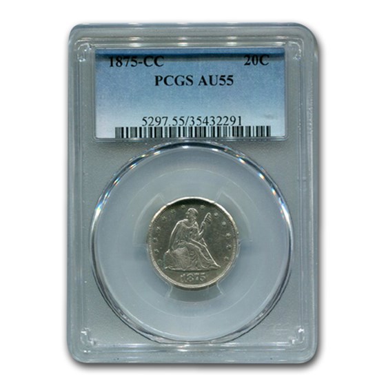 1875-CC Twenty Cent Piece AU-55 PCGS 1875-CC Twenty Cent Piece AU-55 PCGS