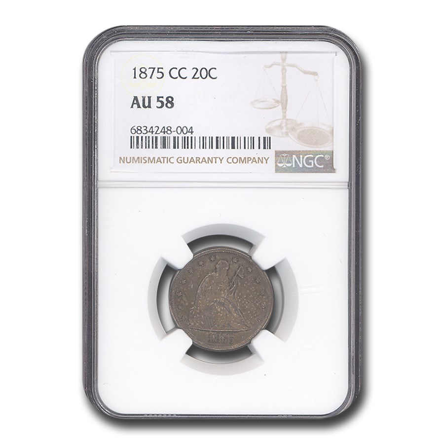 1875-CC Twenty Cent Piece AU-58 NGC