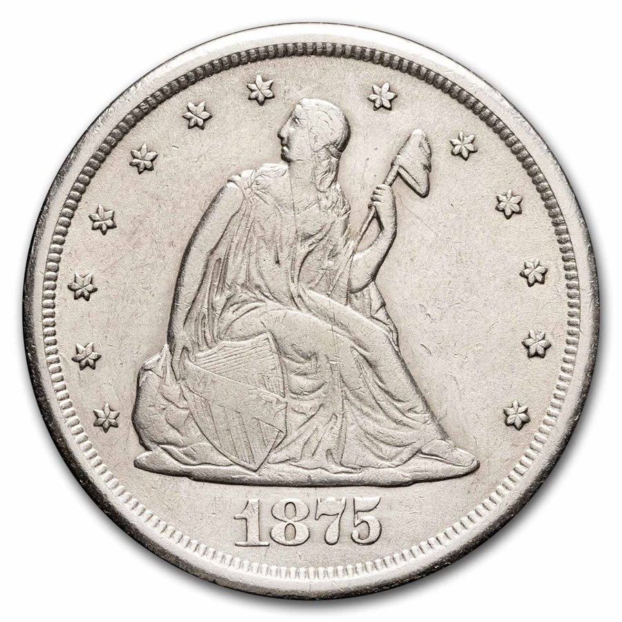 1875-CC Twenty Cent Piece AU Details (Cleaned)