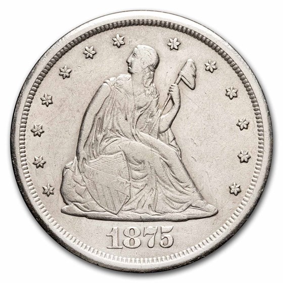 1875-CC Twenty Cent Piece AU Details (Cleaned) 1875-CC Twenty Cent Piece AU Details (Cleaned)