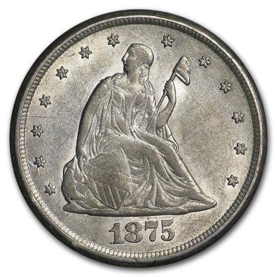 1875-CC Twenty Cent Piece AU 1875-CC Twenty Cent Piece AU
