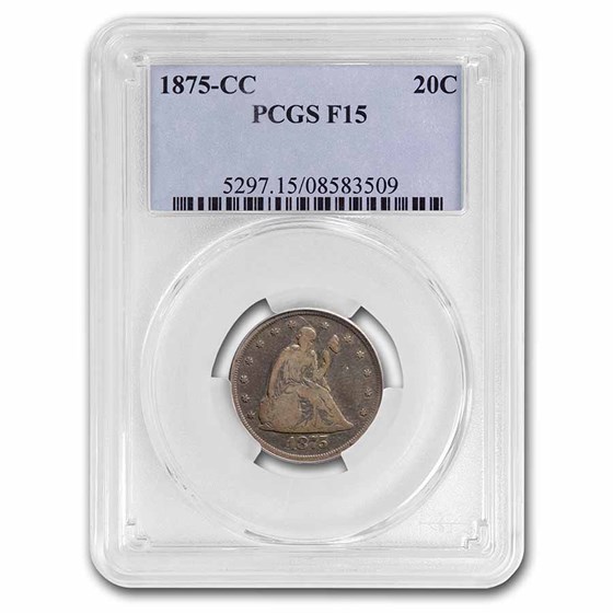 1875-CC Twenty Cent Piece Fine-15 PCGS 1875-CC Twenty Cent Piece Fine-15 PCGS