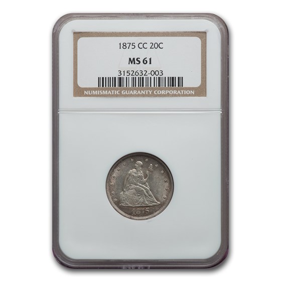 1875-CC Twenty Cent Piece MS-61 NGC 1875-CC Twenty Cent Piece MS-61 NGC