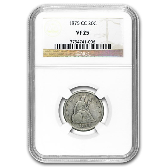 1875-CC Twenty Cent Piece VF-25 NGC 1875-CC Twenty Cent Piece VF-25 NGC