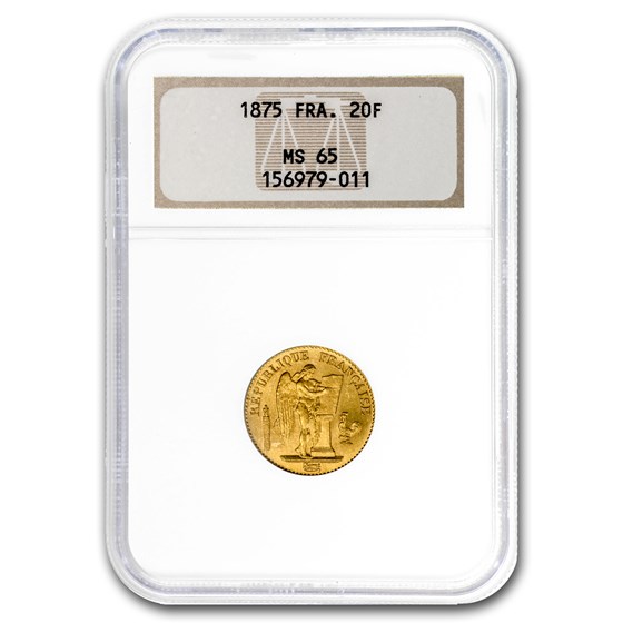 1875 France Gold 20 Francs Angel MS-65 NGC 1875 France Gold 20 Francs Angel MS-65 NGC