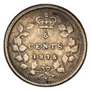 1875-H Canada Silver 5 Cents Victoria VF-20 PCGS (Large Date)