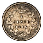 1875-H Canada Silver 5 Cents Victoria VF-20 PCGS (Large Date)