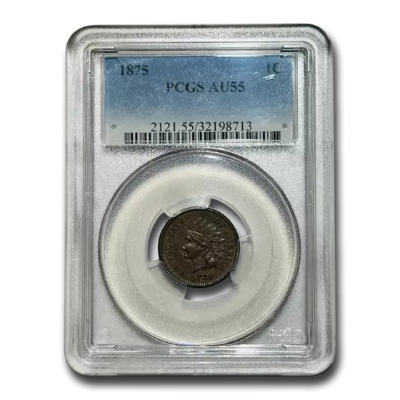 1875 Indian Head Cent AU-55 PCGS (Brown)