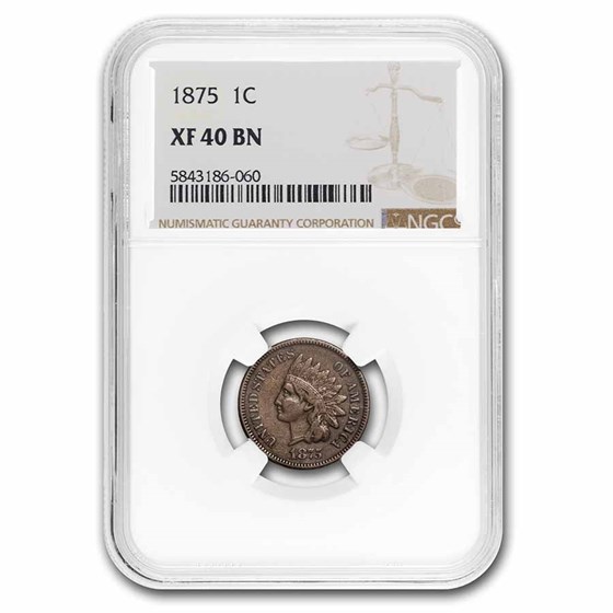 1875 Indian Head Cent XF-40 NGC (Brown) 1875 Indian Head Cent XF-40 NGC (Brown)