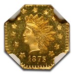 1875 Indian Octagonal One Dollar Gold MS-65 NGC (PL, BG-1127)