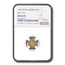 1875 Indian Octagonal One Dollar Gold MS-65 NGC (PL, BG-1127)