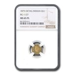 1875 Indian Octagonal One Dollar Gold MS-65 NGC (PL, BG-1127)
