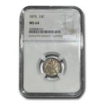 1875 Liberty Seated Dime MS-64 NGC