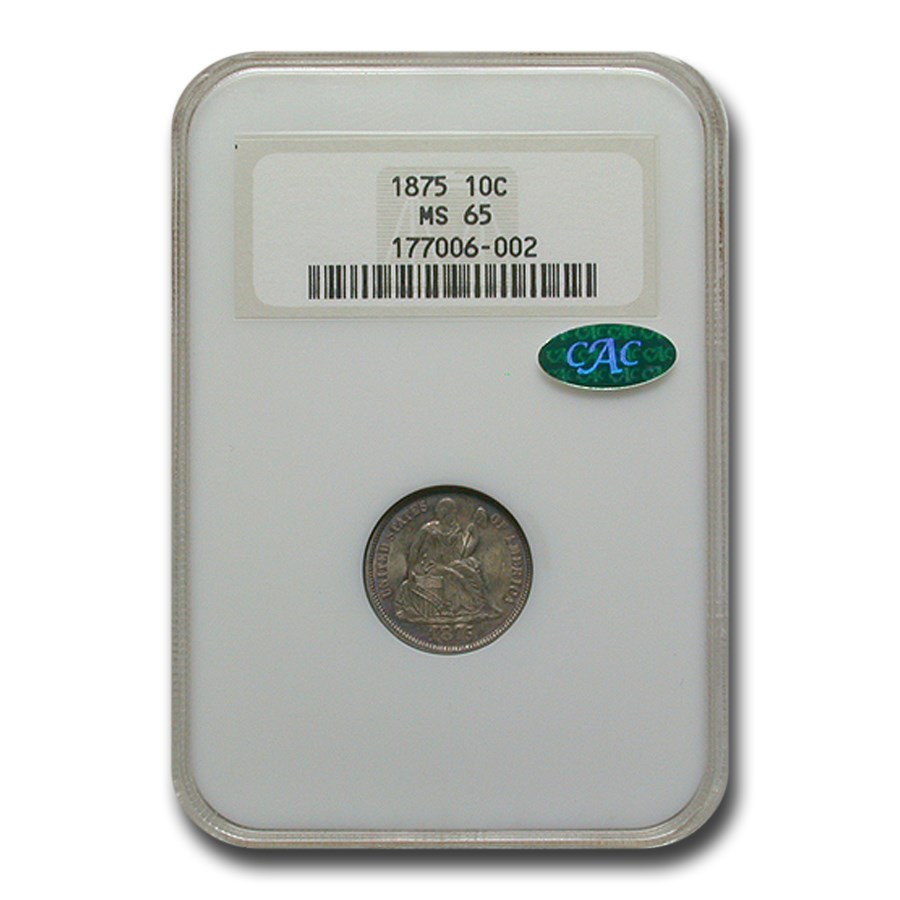 1875 Liberty Seated Dime MS-65 NGC CAC