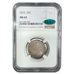 1875 Liberty Seated Quarter MS-64 NGC CAC