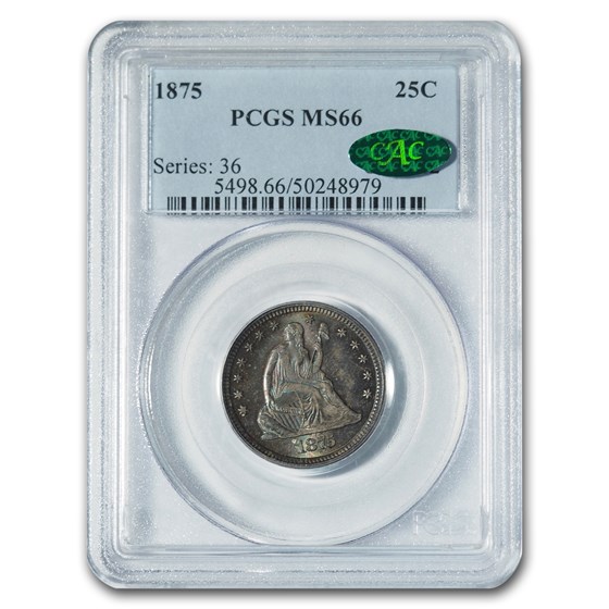 1875 Liberty Seated Quarter MS-66 PCGS CAC 1875 Liberty Seated Quarter MS-66 PCGS CAC