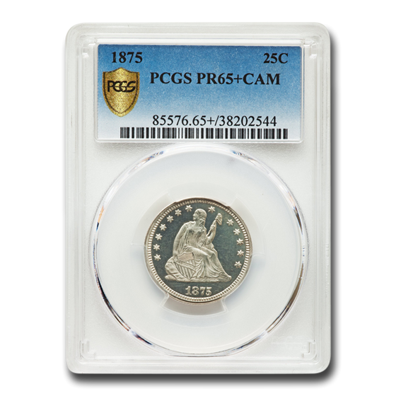 1875 Liberty Seated Quarter PR+-65 Cameo PCGS 1875 Liberty Seated Quarter PR+-65 Cameo PCGS