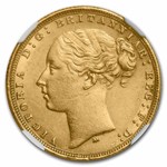 1875-M Australia Gold Sovereign Young Victoria AU-58 NGC